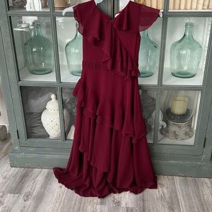 Joyfolie burgundy red floor length dress